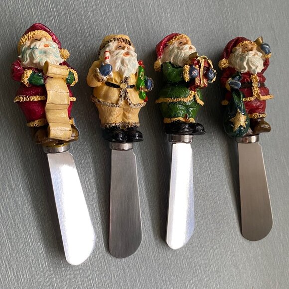 Five Christmas Cheese/Butter Spreaders. Cute detailed Santas and Snowman - Picture 5 of 7